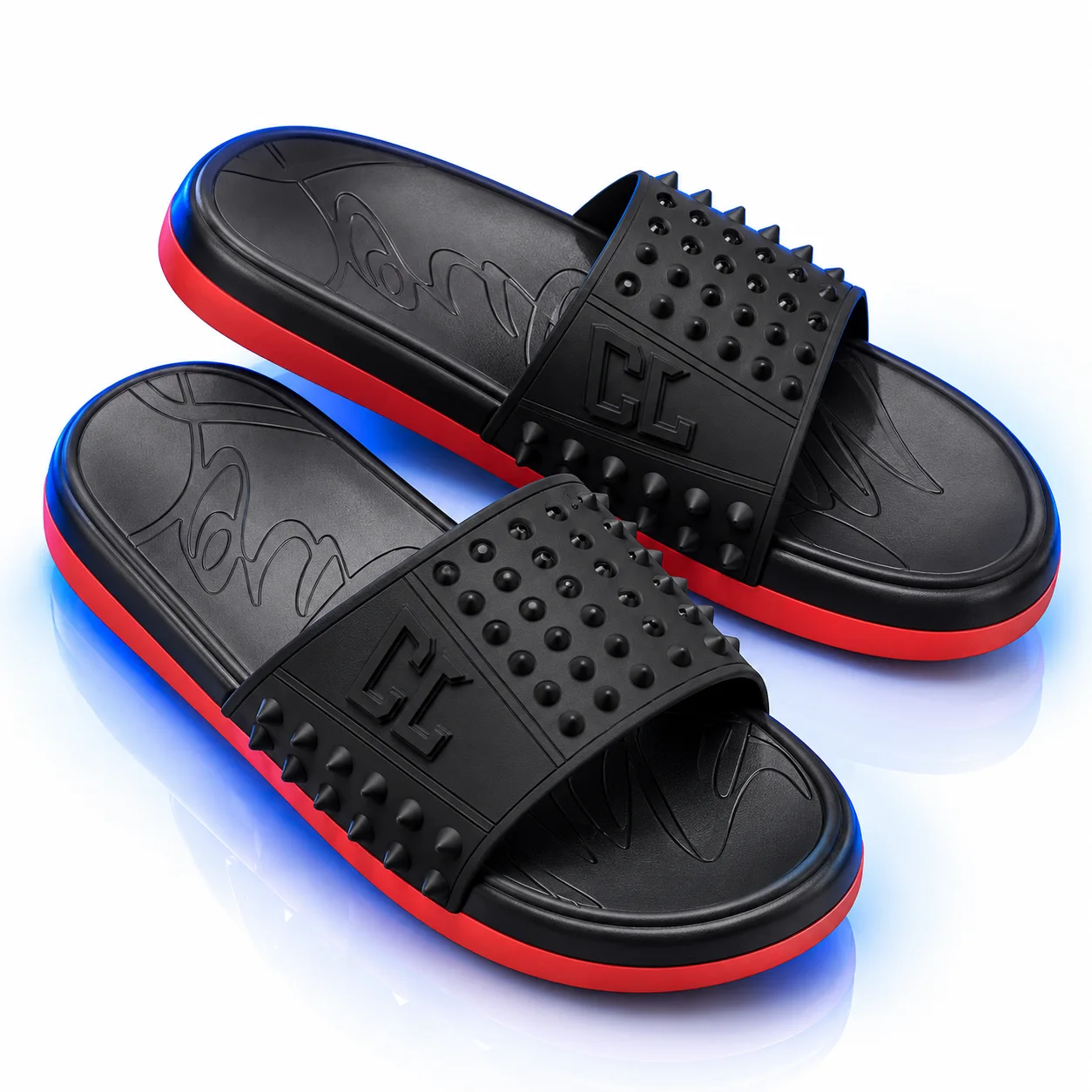 Christian Louboutin Spike Pool Slide Black / Red